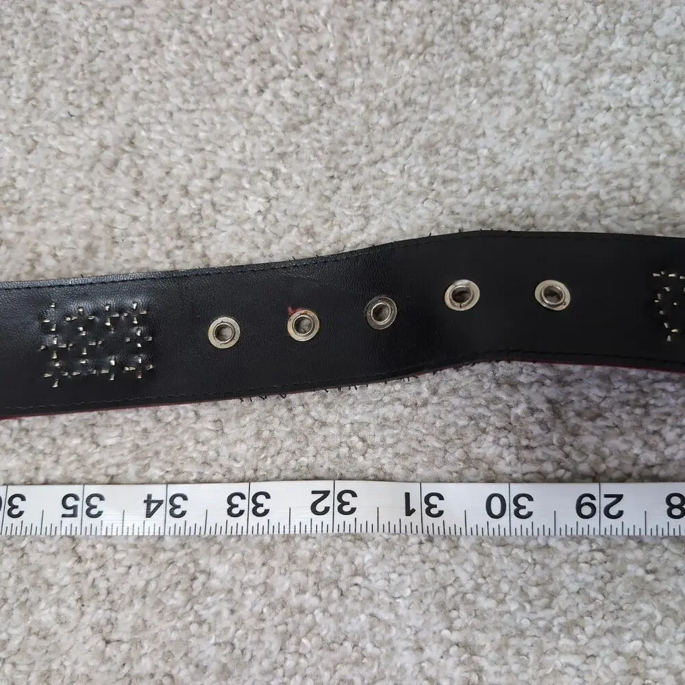 Studded Corduroy Belt With Round Buckle